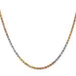 14K Tri-colored 2.5mm Diamond-cut Rope with Lobster Clasp Chain - Image 2