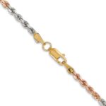 14K Tri-colored 2.9mm Diamond-cut Rope with Lobster Clasp Chain - Image 3