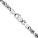 14K White Gold 3.5mm Diamond-cut Rope with Lobster Clasp Chain - Image 3