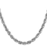 14K White Gold 5.5mm Diamond-cut Rope with Lobster Clasp Chain - Image 2