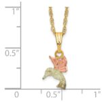 10k Tri-Color Black Hills Gold Hummingbird Necklace - Image 3