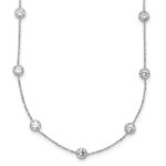 10K White Gold Polished CZ 9 Station Necklace