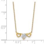 10k Polished Heart CZ Center with Two Open Hearts 18.Necklace - Image 5