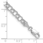 10k White Gold Hollow Double Link Charm Bracelet - Image 2