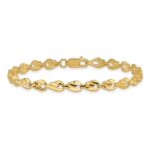 10k Polished Diamond-cut Leaf 7 inch Bracelet - Image 3