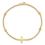 10k D/C Beaded Cross 7.5in Bracelet - Image 4