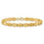 10K Polished and Satin Fancy Link 7.5 inch Bracelet - Image 3