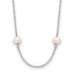 10k White Gold 4-5mm White Near Round Freshwater Cultured Pearl 8-station Necklace