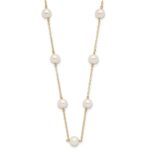 10k 5.5-6.5mm White Near-Round Freshwater Cultured Pearl 12-Station Necklace - Image 2