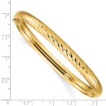 14k 4/16 Polished Textured 6.00mm Hinged Oval Bangle Bracelet - Image 3
