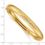 14k 5/16 Polished Textured 8.00mm Hinged Oval Bangle Bracelet - Image 3