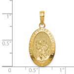 14k Polished Solid Saint Christopher Medal Oval Pendant - Image 4