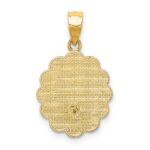 14K Two-tone and White Rhodium Solid Spanish Baptism Mi Bautizo Oval Pendant - Image 4