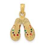 14k  3-D Multi-Color Enamel Double Flip-Flop Charm