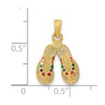 14k  3-D Multi-Color Enamel Double Flip-Flop Charm - Image 3