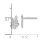 Sterling Silver Rhodium-plated CZ Leaf Post Earrings - Image 4
