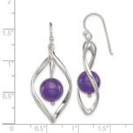 Sterling Silver Twist Dangle Amethyst Earrings - Image 4