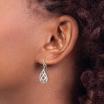 Sterling Silver Polished Fancy Twisted Teardrop Dangle Earrings - Image 3