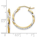 14k & Rhodium Satin Diamond Cut Twisted Hoop Earrings - Image 4