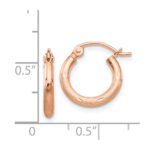 14k Rose Gold Lightweight Satin Diamond Cut Hoop Earrings - Image 4