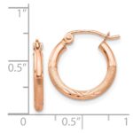 14k Rose Gold Lightweight Satin Diamond Cut Hoop Earrings - Image 4