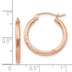 14k Rose Gold Lightweight Satin Diamond Cut Hoop Earrings - Image 4
