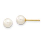 14k 5-6mm White Round Freshwater Cultured Pearl Stud Post Earrings