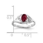 14k White Gold 6x4mm Oval Created Ruby AA Diamond ring - Image 2