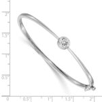 14k White Gold Holds 1 carat 6.0mm Round Stone Hinged Oval Bangle Bracelet Mounting - Image 3