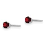 14k White Gold 3mm Round January/Garnet Stud Earrings - Image 2