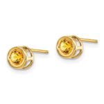 14k 4mm Round Bezel November/Citrine Post Earrings - Image 2