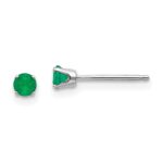 14k White Gold 3mm Round May/Emerald Stud Earrings