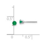14k White Gold 3mm Round May/Emerald Stud Earrings - Image 4