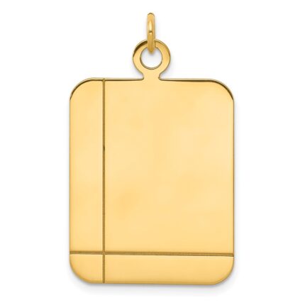 14k Plain with Etched Lines Rectangular .018 Gauge Engravable 30x20mm Disc Charm