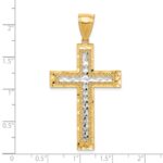 10K w/ Rhodium Diamond-Cut Cross Pendant - Image 3