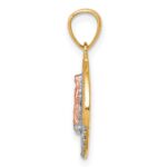 10K Two-Tone (Yellow Gold and Rose Gold) w/ White Rhodium CZ Our Lady Of Guadalupe Round Pendant - Image 2