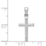 10k White Gold Hollow Cross Pendant - Image 3