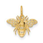 10K Polished Clear CZ Bee Charm - Image 3