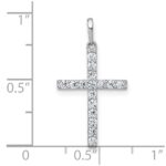 10k White Gold Polished CZ Latin Cross Pendant - Image 4