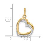 10K Two-tone Polished CZ Hearts Charm - Image 4