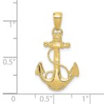 10K Solid Polished Anchor Pendant - Image 4