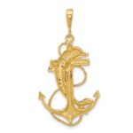 10k Solid Polished Anchor with Dolphin Pendant - Image 4