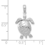 10k White Gold 3-D Moveable Turtle Pendant - Image 3