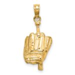 10K Polished 3-D Glove/Bat/Ball Baseball Pendant - Image 3