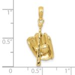 10K Polished 3-D Glove/Bat/Ball Baseball Pendant - Image 4