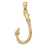 10K 3D Fish Hook Pendant - Image 3