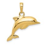 10k 3-D Dolphin Pendant