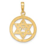 10k Jewish Chi in Star of David Pendant - Image 4