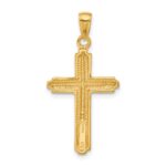 10K Cross with Striped Border Pendant - Image 4