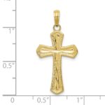 10K Diamond-cut Beveled Edges Cross Pendant - Image 3